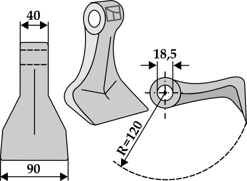 Bijak młotkowy 90x40mm geeignet für: Kverneland Noże bijakowe, Bijak młotkowy, noże Y,