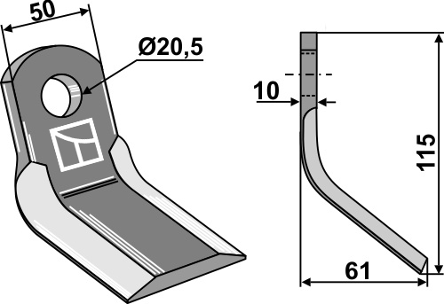 Y-mes 115x50mm geeignet für: Maschio / Gaspardo Y-messen, klepels, hamerklepels, hamerklepels PTA