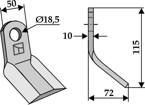 Nóż Y 125x50mm geeignet für: Alpego noże bijakowe, noże bijakowe PTA