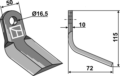 Nóż Y 115x50mm geeignet für: Alpego noże bijakowe, noże bijakowe PTA