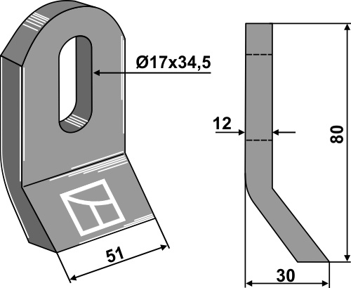 Flail 80x50mm geeignet für: Müthing Pruning hammers, pruning hammer PTA, y-blades, flails