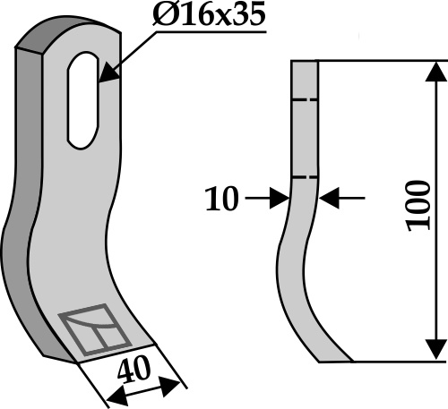 Flail 100x40mm geeignet für: Gilbers Y-blades, Y-blades 3 link-chain, pruning hammers
