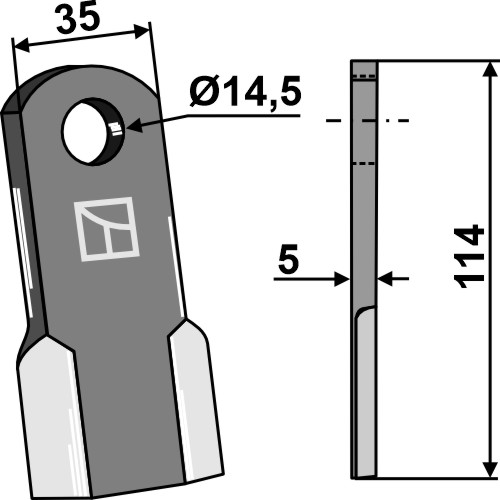 Cuţit dreaptă 114x35mm geeignet für: Muratori Cuţite Y, cuţite dreapte, ciocan tocător, ciocan tocător PTA