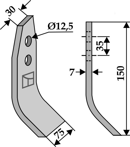 Blade 150x75mm geeignet für: Gyro  Flail assembled with holder, bush and blade, blades, holders