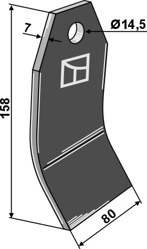 Cuchilla 158x80mm geeignet für: Nobili Martillos, martillos PTA,cuchillas Y, cuchillas rectas, cuchillas L, cuchillas trenzadas