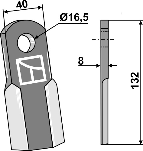 Cuchilla recta 132x40mm geeignet für: Nobili Martillos, martillos PTA,cuchillas Y, cuchillas rectas, cuchillas L, cuchillas trenzadas