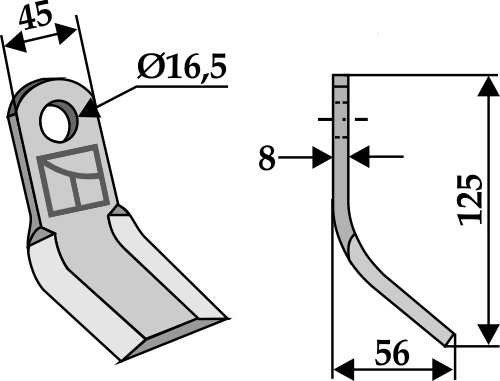 Y-mes 125x45mm geeignet für: Tortella Hamerklepels, hamerklepels PTA, Y-messen, haaks messen