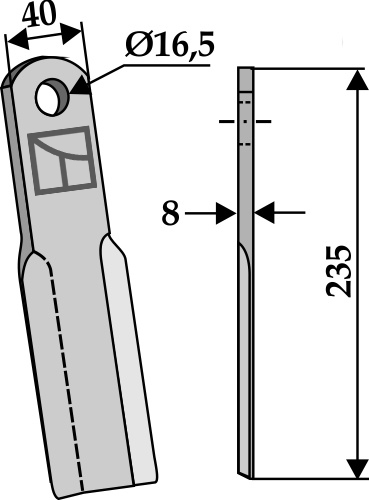 Cuchilla recta 235x40mm geeignet für: Nobili Martillos, martillos PTA,cuchillas Y, cuchillas rectas, cuchillas L, cuchillas trenzadas