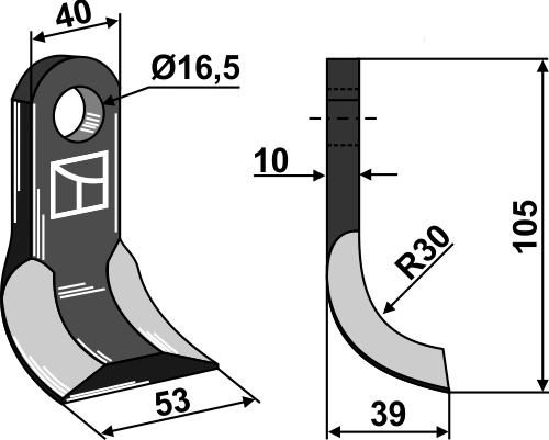 Y-blade 105x40mm geeignet für: Müthing Pruning hammers, pruning hammer PTA, y-blades, flails