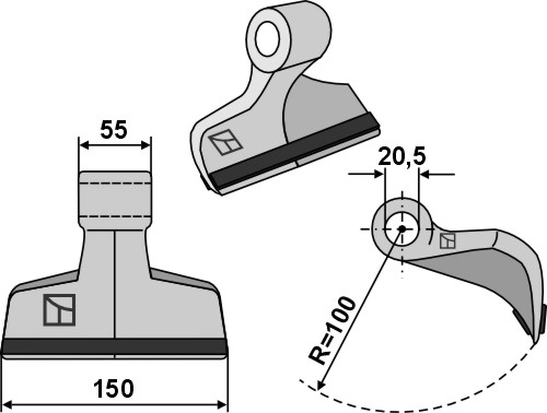 Pruning hammer 150x55mm - PTA geeignet für: Zappator Pruning hammers, pruning hammer PTA, Y-blades, flails, straight blades