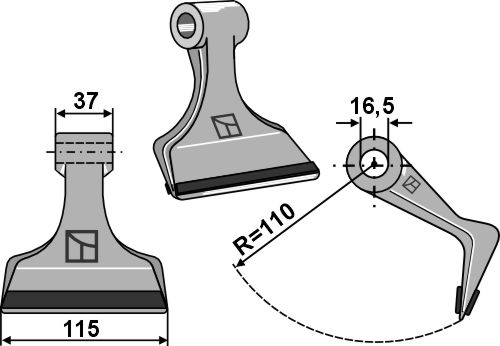 Hammerslagle 115x37mm - PTA geeignet für: Kuhn Y-knive, L-knive. knive, hammerslagler, hammerslagler PTA