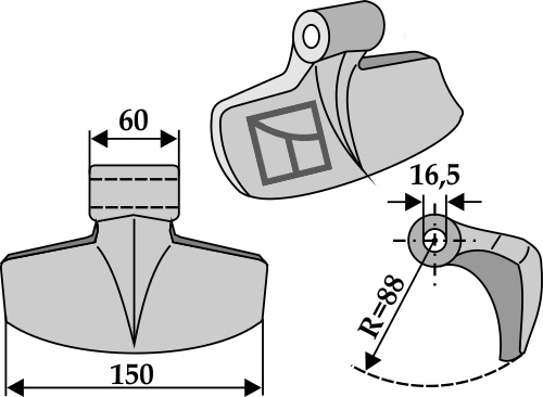 Pruning hammer 150x60mm geeignet für: Rinieri Pruning hammers, pruning hammer PTA, Y-blades
