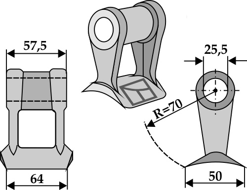 Ciocan tocător 64x57,5mm geeignet für: Nicolas Ciocan tocător ,suporte asamblat cu bucsă şi cuţit, cuţite, suporte fixare