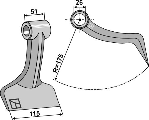 Hammerslagle 115x51mm geeignet für: Kuhn Y-knive, L-knive. knive, hammerslagler, hammerslagler PTA