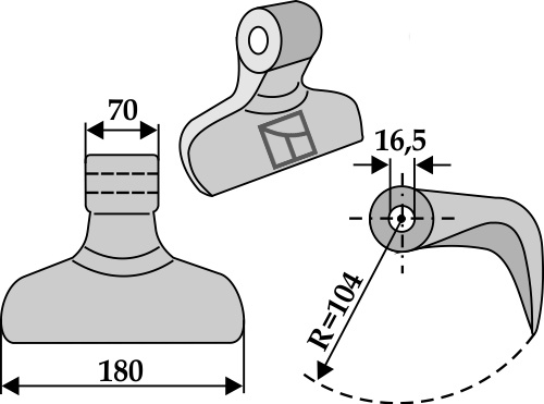 Hamerklepel 180x70mm geeignet für: Rotoram Hamerklepels