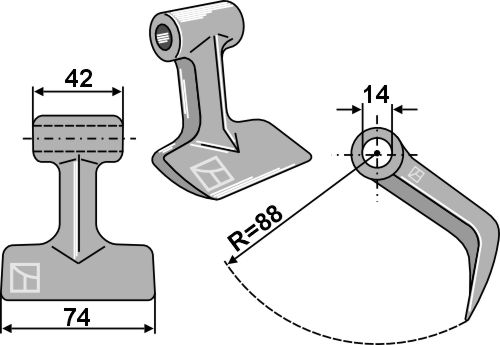 Pruning hammer 74x42mm geeignet für: Mc Connel Pruning hammers, y-blades, mower-blades, flails