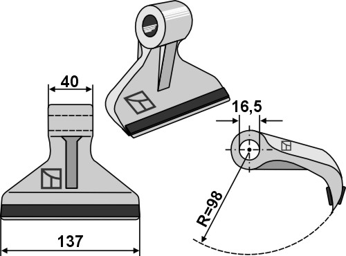 Pruning hammer 137x40mm - PTA geeignet für: Breviglieri / Breviagri Y-blades, straight blades, pruning hammers