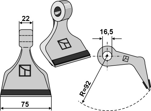 Pruning hammer 75x22mm - PTA geeignet für: HMF FREI Y-blades, pruning hammers, pruning hammers PTA