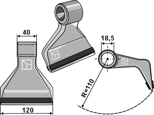 Bijak młotkowy 120x40mm - PTA geeignet für: Alpego noże bijakowe, noże bijakowe PTA