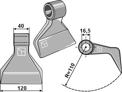 Pruning hammer 120x40mm geeignet für: Zappator Pruning hammers, pruning hammer PTA, Y-blades, flails, straight blades