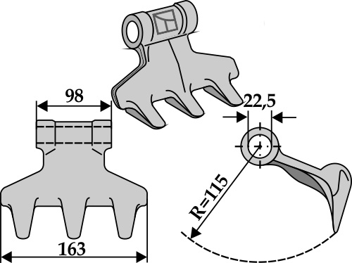 Hamerklepel 163x98mm geeignet für: Tortella Hamerklepels, hamerklepels PTA, Y-messen, haaks messen