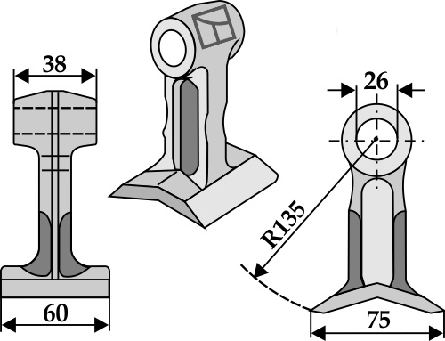Pruning hammer 60x38mm geeignet für: Bomford Y-blades, pruning hammers
