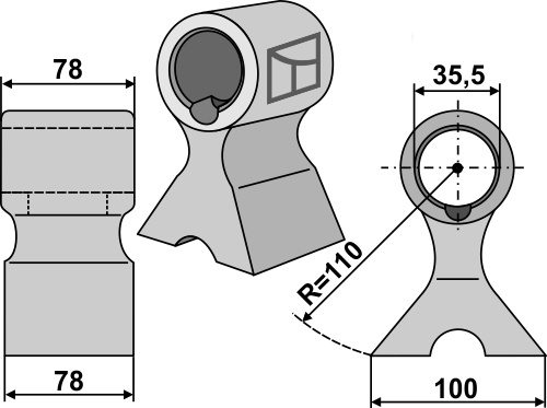 Hammerslagle 78x78mm geeignet für: Seppi Hammerslagler, Y-knive, knive, bio knive
