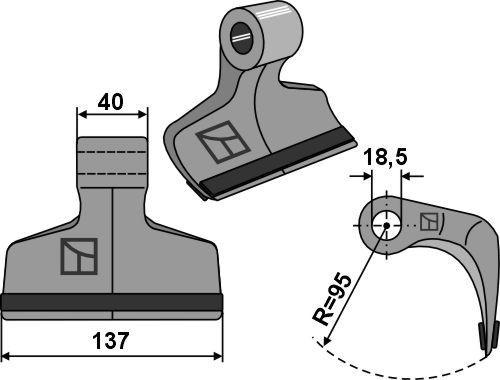 Bijak młotkowy 137x40mm - PTA geeignet für: Alpego noże bijakowe, noże bijakowe PTA