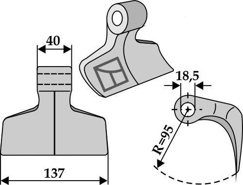 Bijak młotkowy 137x40mm geeignet für: Alpego noże bijakowe, noże bijakowe PTA