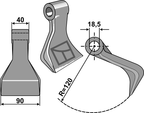 Pruning hammer 90x40mm geeignet für: Lagarde Flails, Y-blades, straight blades, pruning hammers, pruning hammers PTA