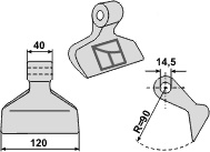 Bijak młotkowy 120x40mm geeignet für: Zanon Noże bijakowe, noże bijakowe PTA, noże Y