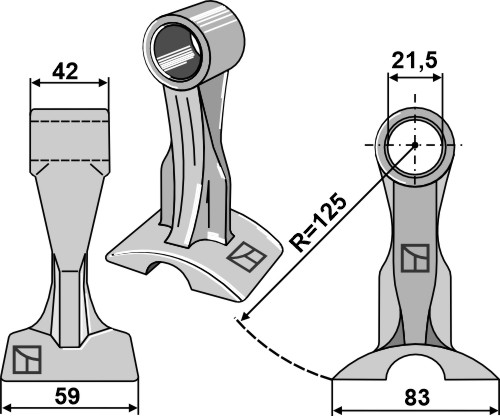 Pruning hammer 59x42mm geeignet für: Lagarde Flails, Y-blades, straight blades, pruning hammers, pruning hammers PTA