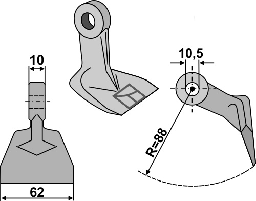 Pruning hammer 62x10mm geeignet für: Mc Connel Pruning hammers, y-blades, mower-blades, flails