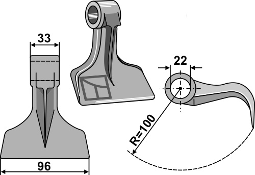 Hammerslagle 96x33mm geeignet für: Kuhn Y-knive, L-knive. knive, hammerslagler, hammerslagler PTA