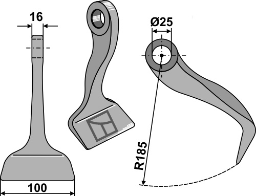Ciocan tocător 100x16mm geeignet für: Desvoys Ciocan tocător, ciocan tocător PTA , cuţite Y