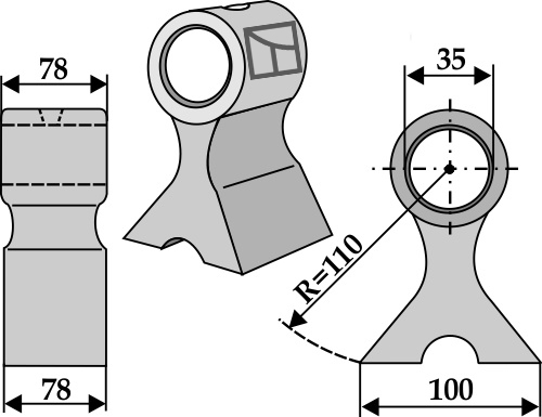 Hammerslagle 78x78mm geeignet für: Seppi Hammerslagler, Y-knive, knive, bio knive