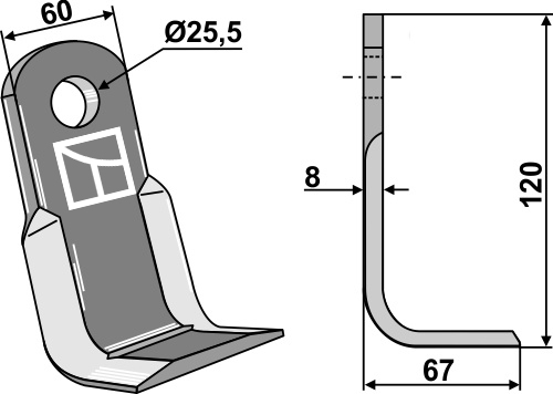 Cuchilla - L 120x60mm geeignet für: Sicma Martillos, martillos PTA