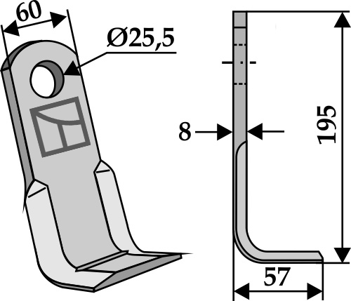 L-blade 195x60mm geeignet für: Agricom Pruning hammers, pruning hammer PTA