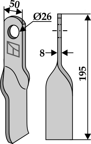 Cuchilla trenzada 195x50mm geeignet für: Sicma Martillos, martillos PTA