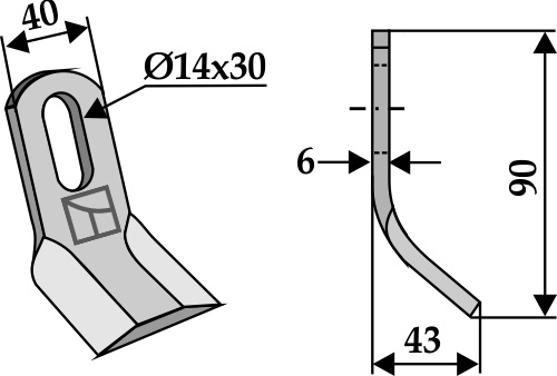 Cuchilla-Y 90x40mm geeignet für: Sicma Martillos, martillos PTA