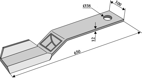 Mover-blade 650mm - right geeignet für: Spearhead Pruning hammers, blades, flails, mower-blades, twisted blades, y-blades