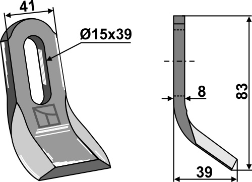 Y-blade 83x41mm geeignet für: Spearhead Pruning hammers, blades, flails, mower-blades, twisted blades, y-blades