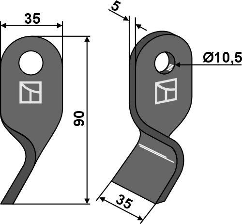 Twisted blade 90x35mm geeignet für: Stella Y-blades