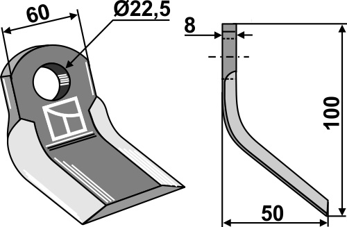 Y-mes 100x60mm geeignet für: Tortella Hamerklepels, hamerklepels PTA, Y-messen, haaks messen