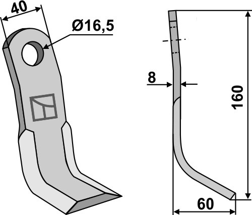 Cuchilla-Y 160x40mm geeignet für: Nobili Martillos, martillos PTA,cuchillas Y, cuchillas rectas, cuchillas L, cuchillas trenzadas