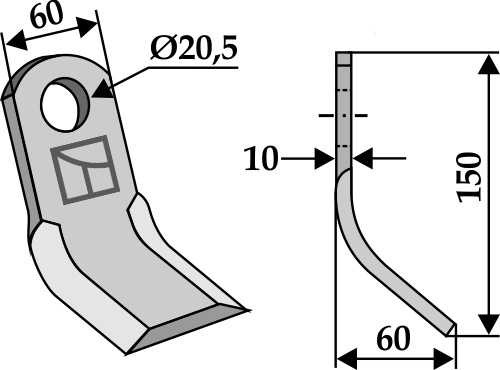 Y-blade 150x60mm geeignet für: Zappator Pruning hammers, pruning hammer PTA, Y-blades, flails, straight blades