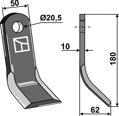 Y-blade 180x50mm geeignet für: Zappator Pruning hammers, pruning hammer PTA, Y-blades, flails, straight blades