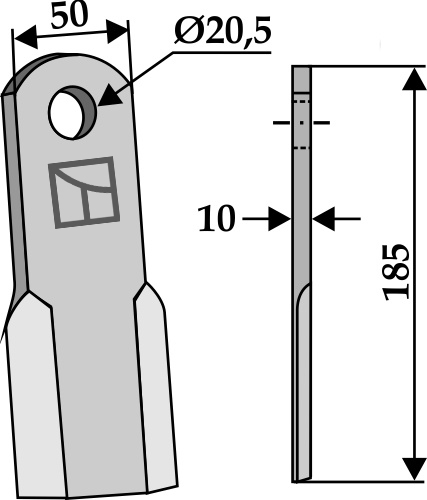 Straight blade 185x50mm geeignet für: Zappator Pruning hammers, pruning hammer PTA, Y-blades, flails, straight blades