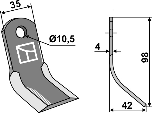 Y-blade 98x35mm geeignet für: Zappator Pruning hammers, pruning hammer PTA, Y-blades, flails, straight blades