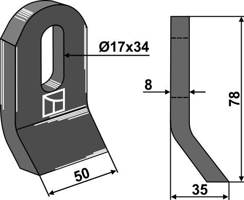 Flail 78x50mm geeignet für: Zappator Pruning hammers, pruning hammer PTA, Y-blades, flails, straight blades